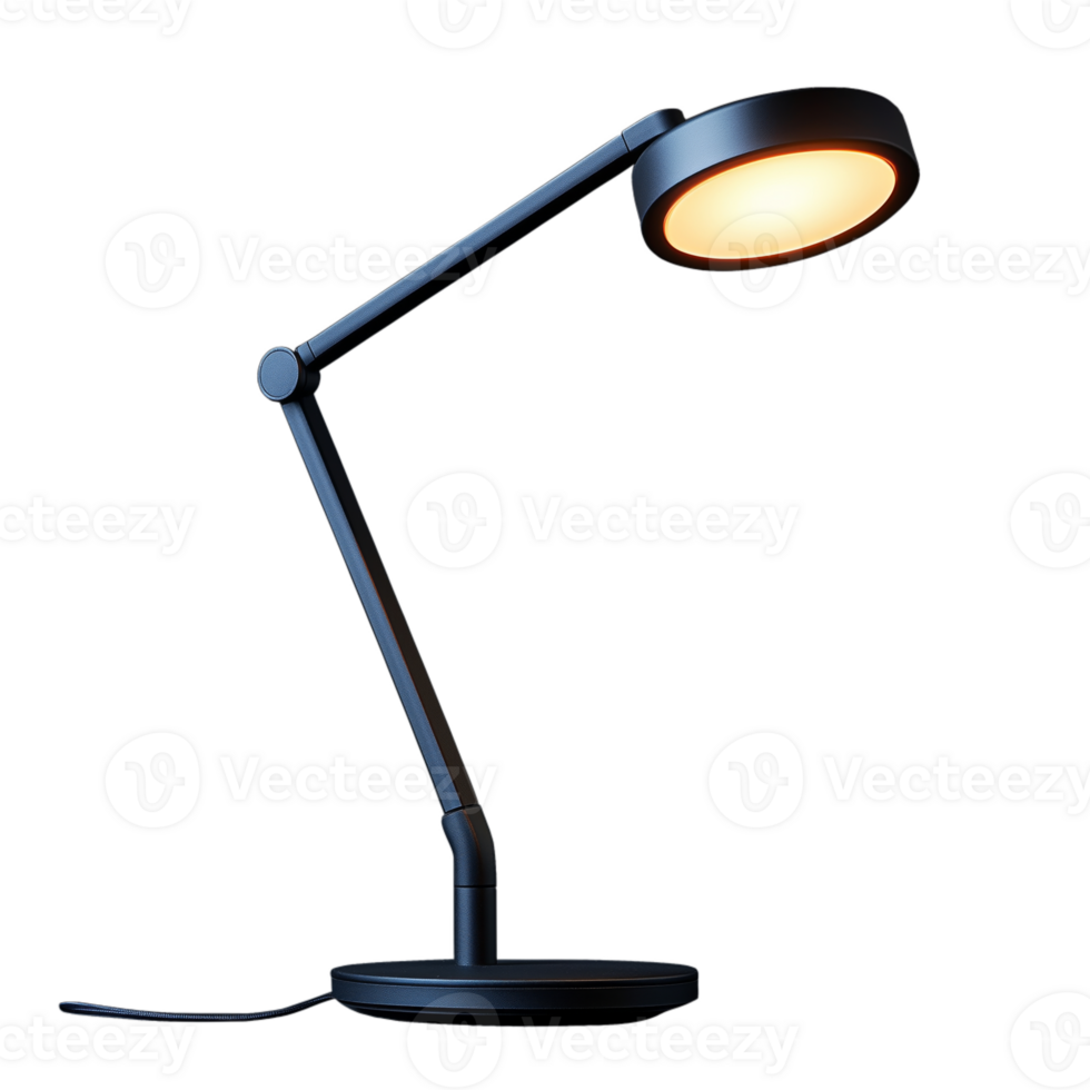 A black lamp with a transparent base and a black shade png