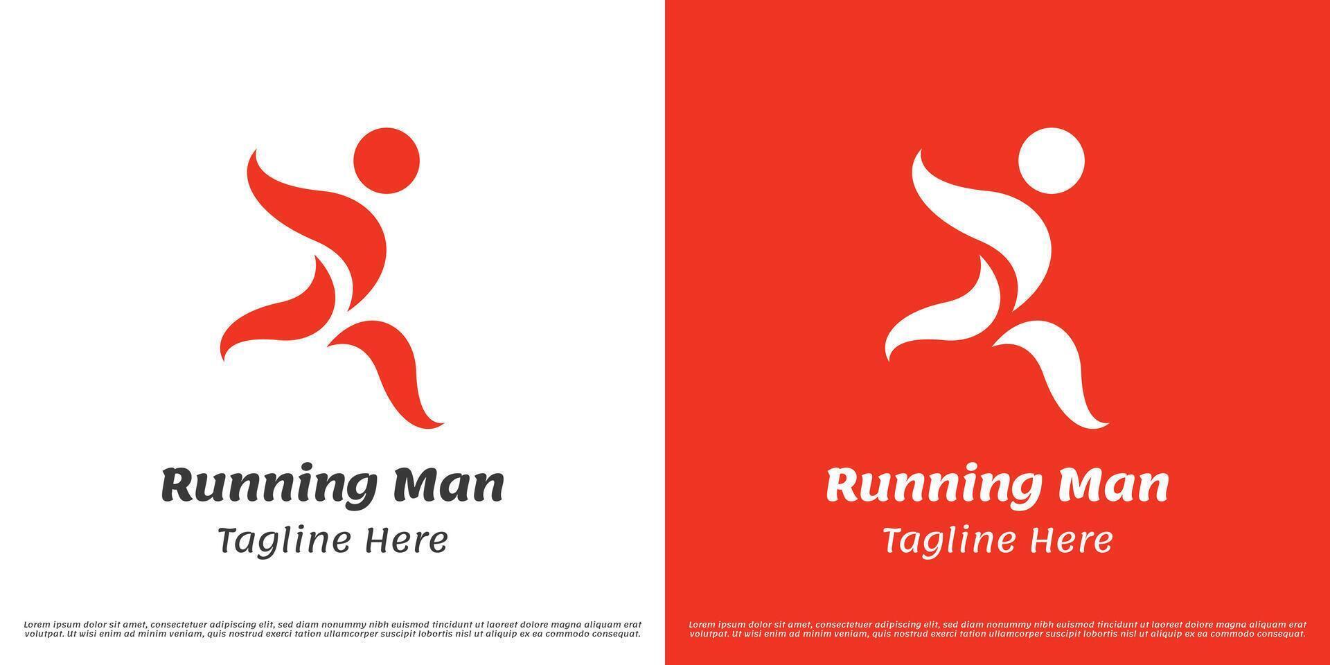 Running man logo design illustration. vector