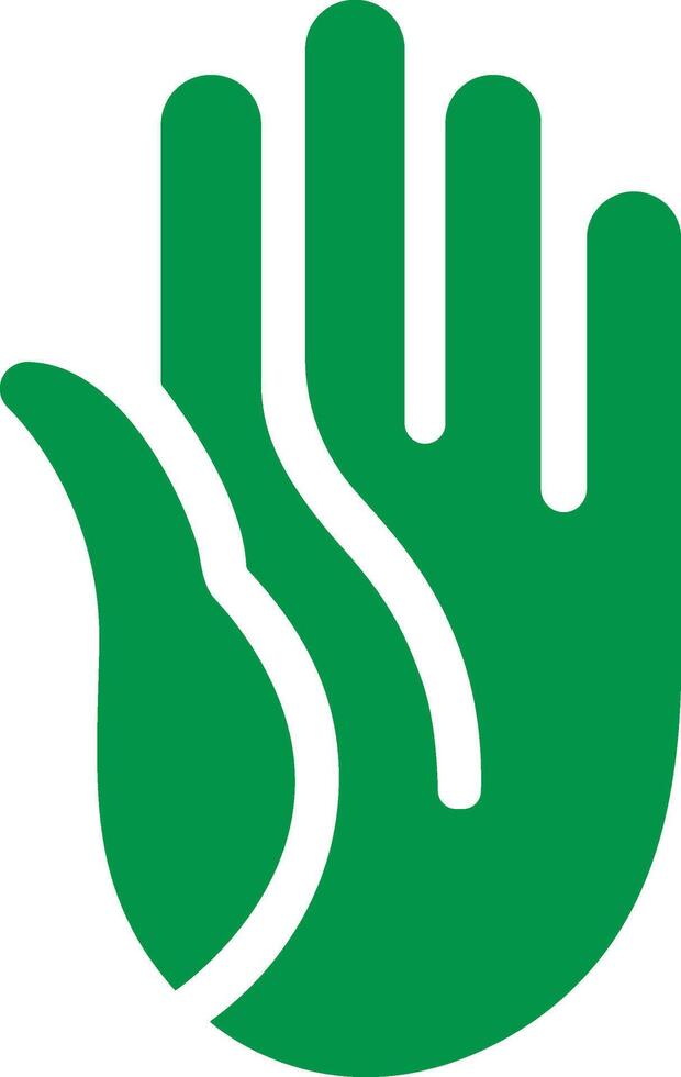 a green hand with a white line through it vector