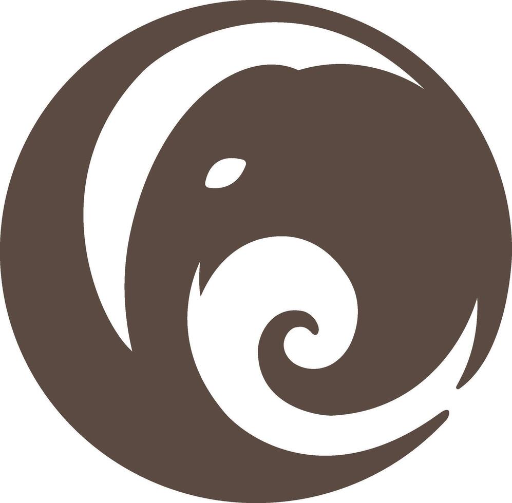 a brown and white logo with a spiral in it vector