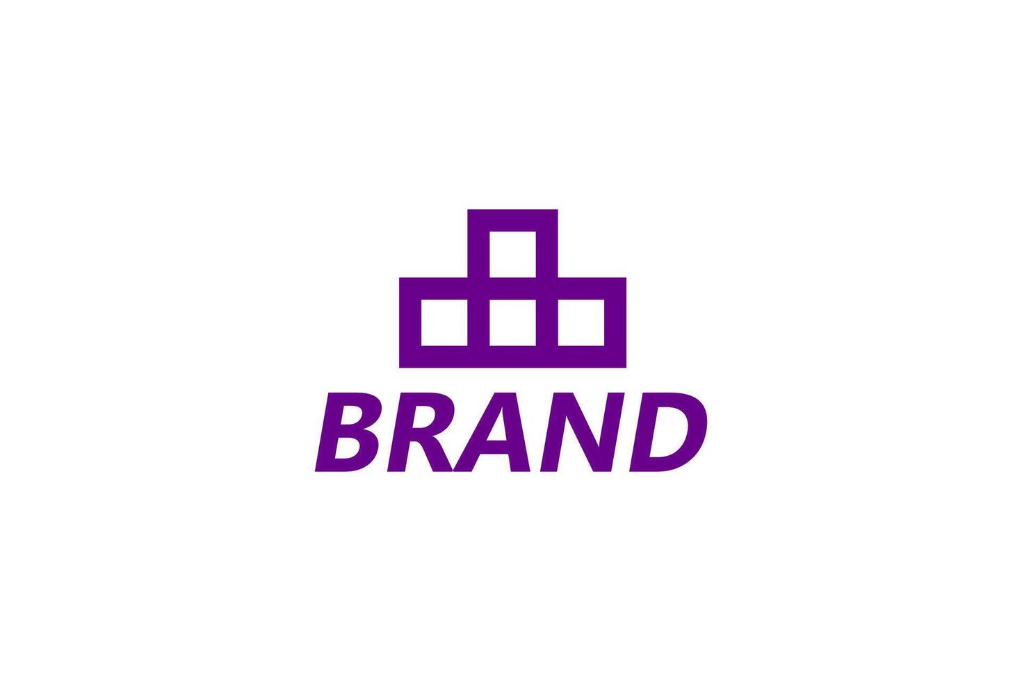 Modern purple stacked blocks logo. Perfect for tech, construction, and architecture brands. Minimalist and modern aesthetic. vector