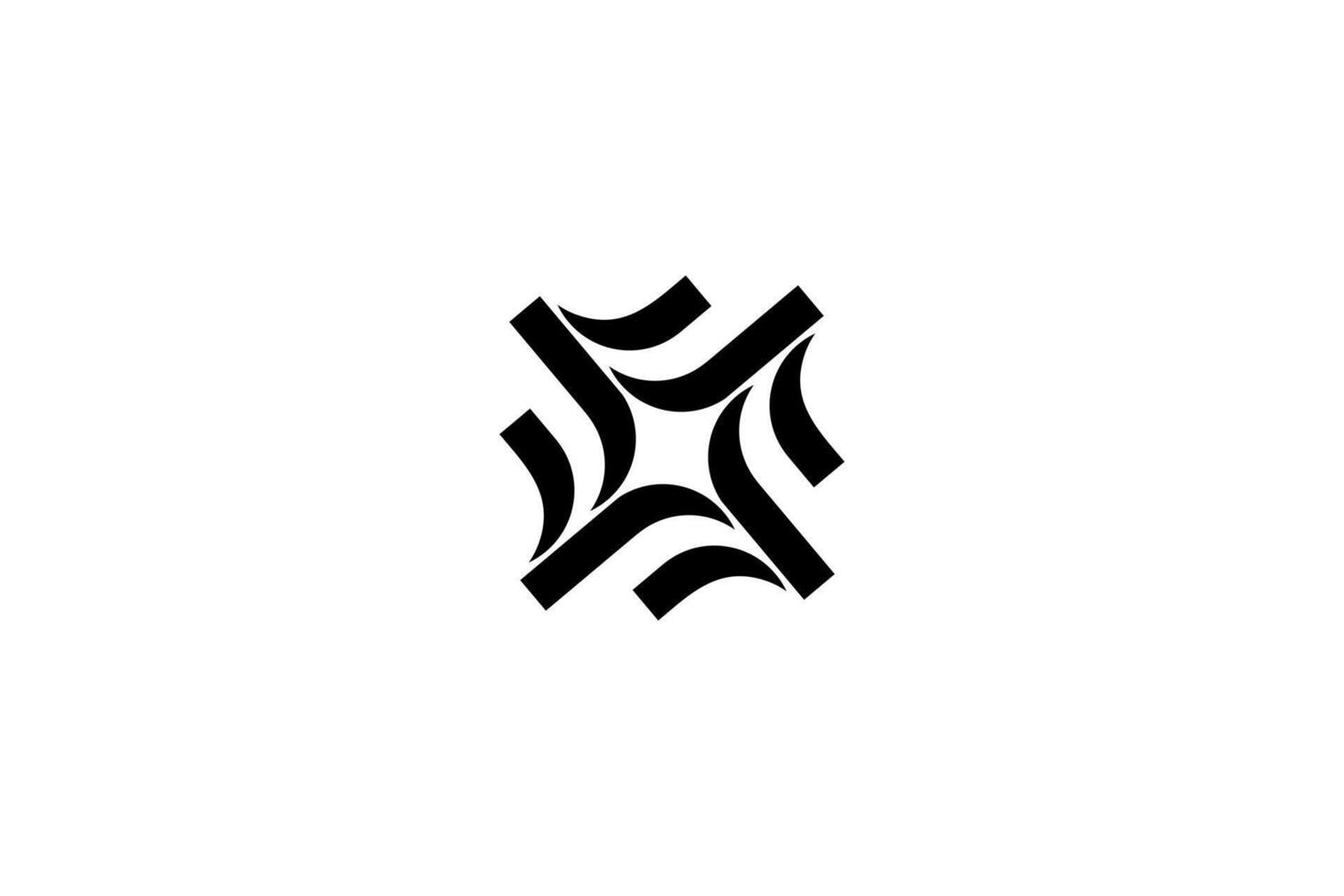 Modern black geometric shape logo. Conveys movement and connection. Perfect for tech, innovation, and futuristic brands. Clean and modern aesthetic. vector