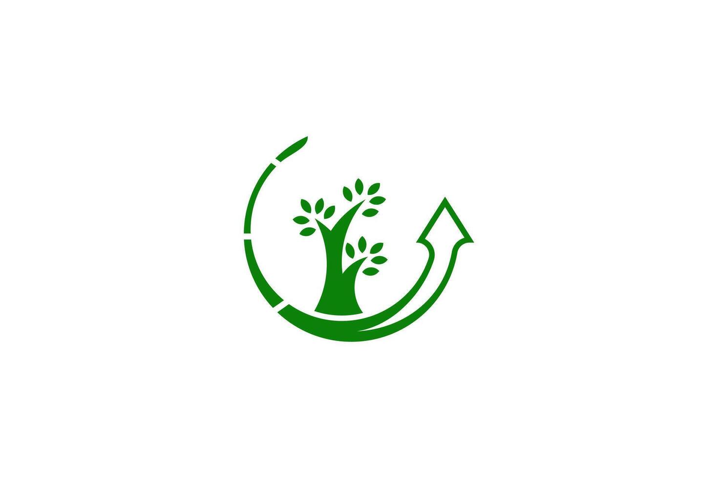 Green tree and arrow logo design. Represents growth, sustainability, and eco-friendly concepts. Perfect for environmental, organic, and health-related businesses. vector