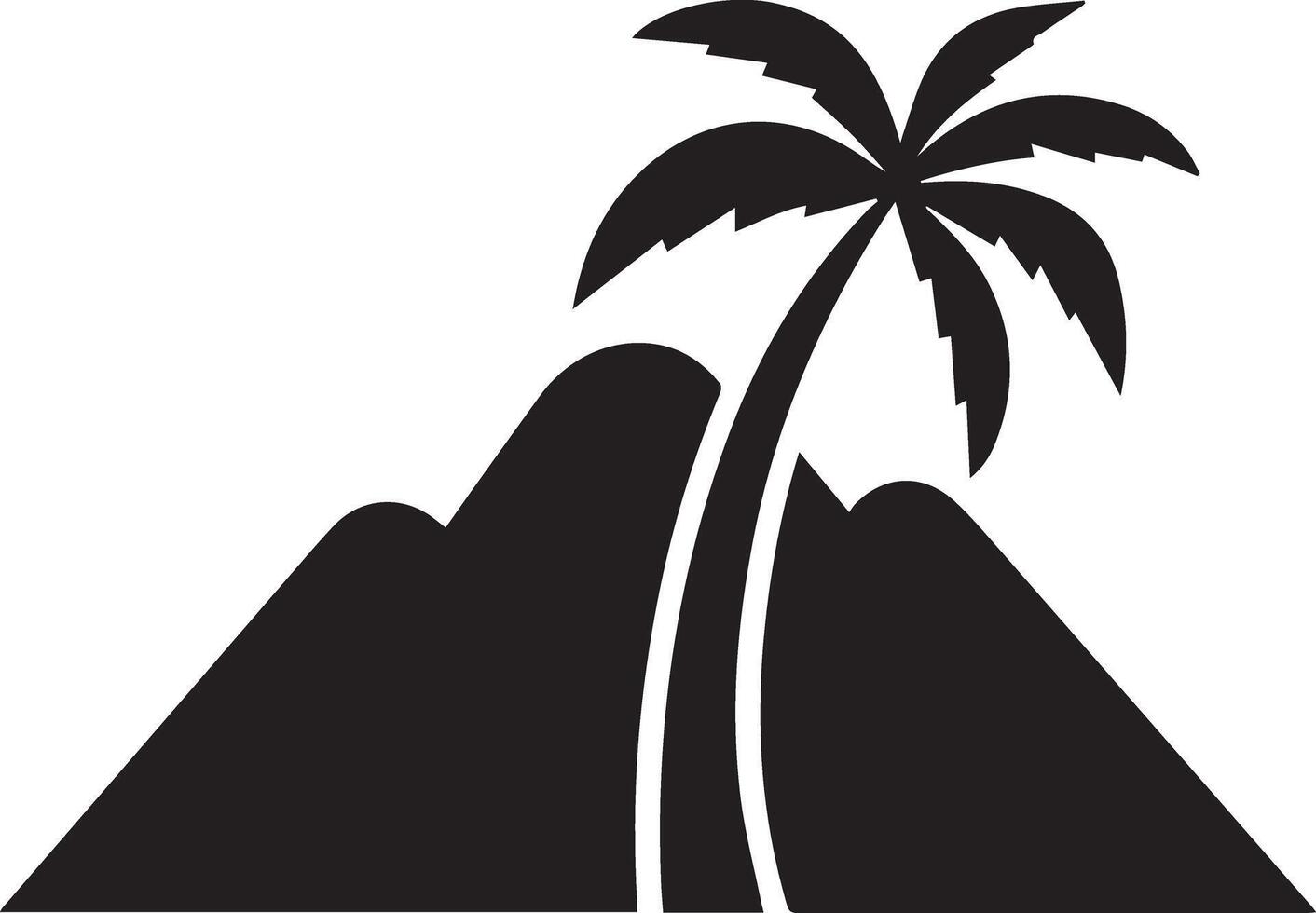 A black and white mountain for multipurpose use. The image is clean, minimalistic, and versatile, making it suitable for various applications such as logos, posters vector