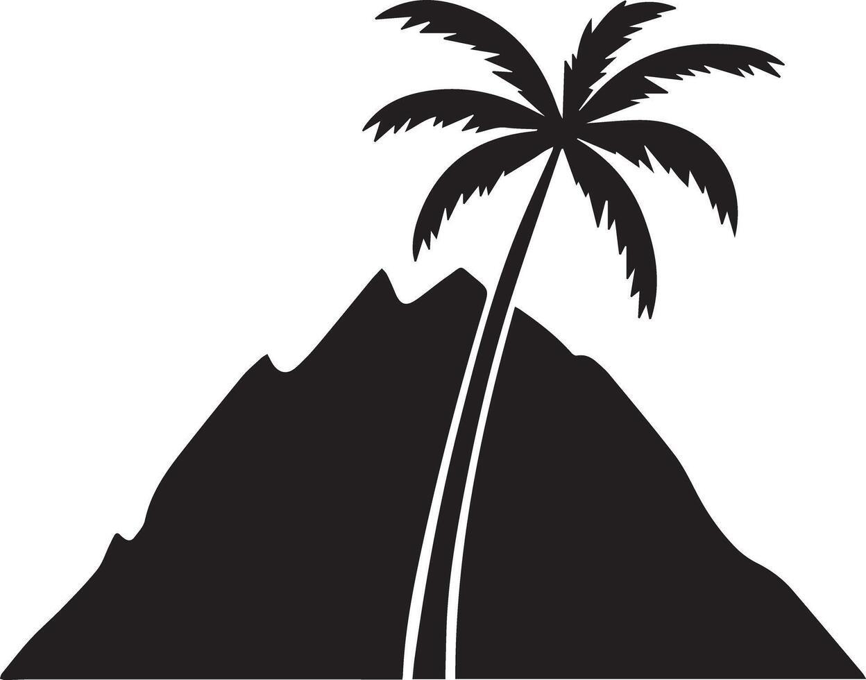 A mountain and tree image designed for multipurpose use. The design should be clean, minimalistic, and versatile, making it perfect for various applications such as logos, posters, t-shirt designs vector