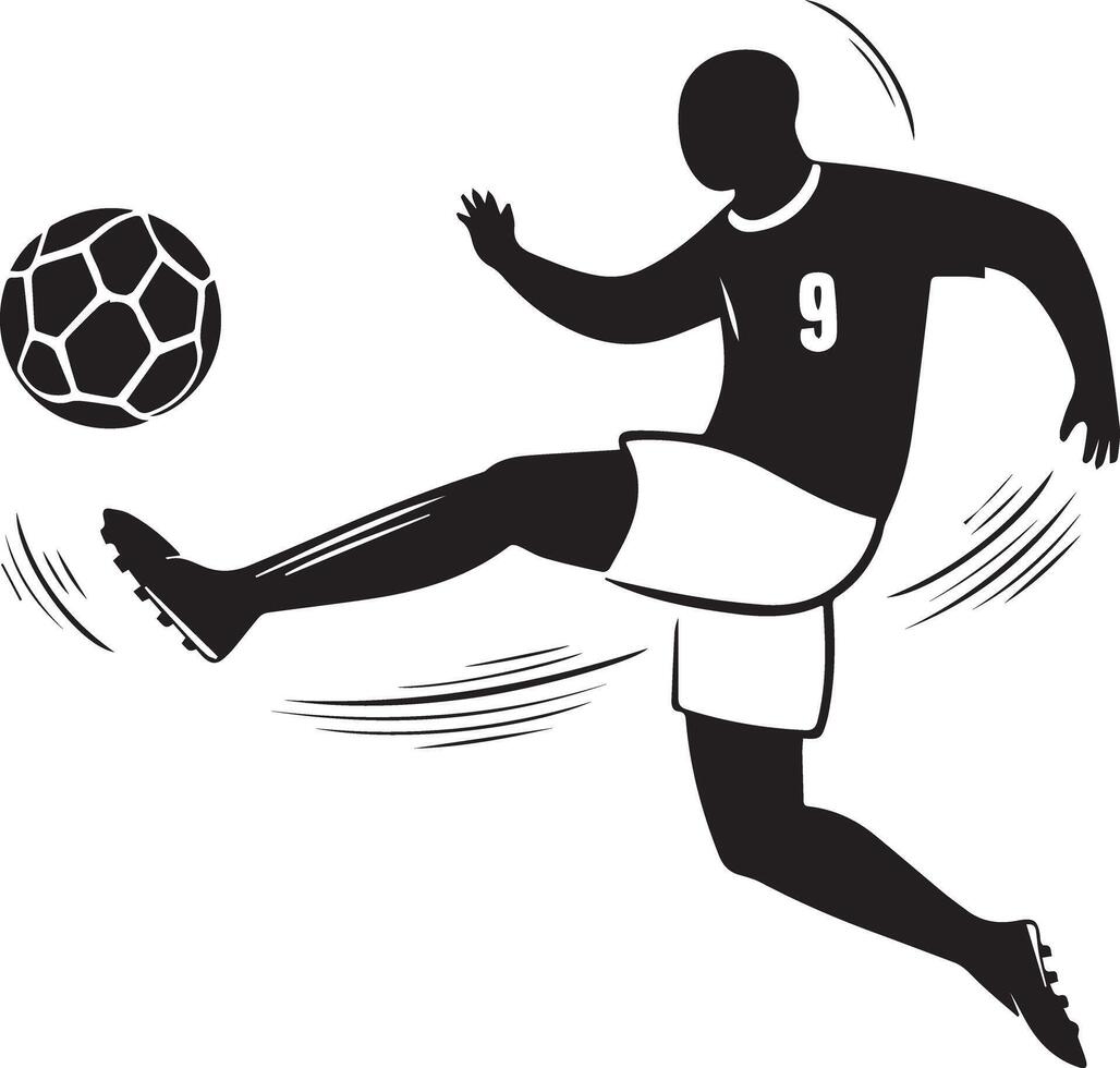 A soccer player, crafted for multipurpose use. Its sleek, minimalistic design makes it versatile for various applications, including logos, icons, game posters, and websites vector