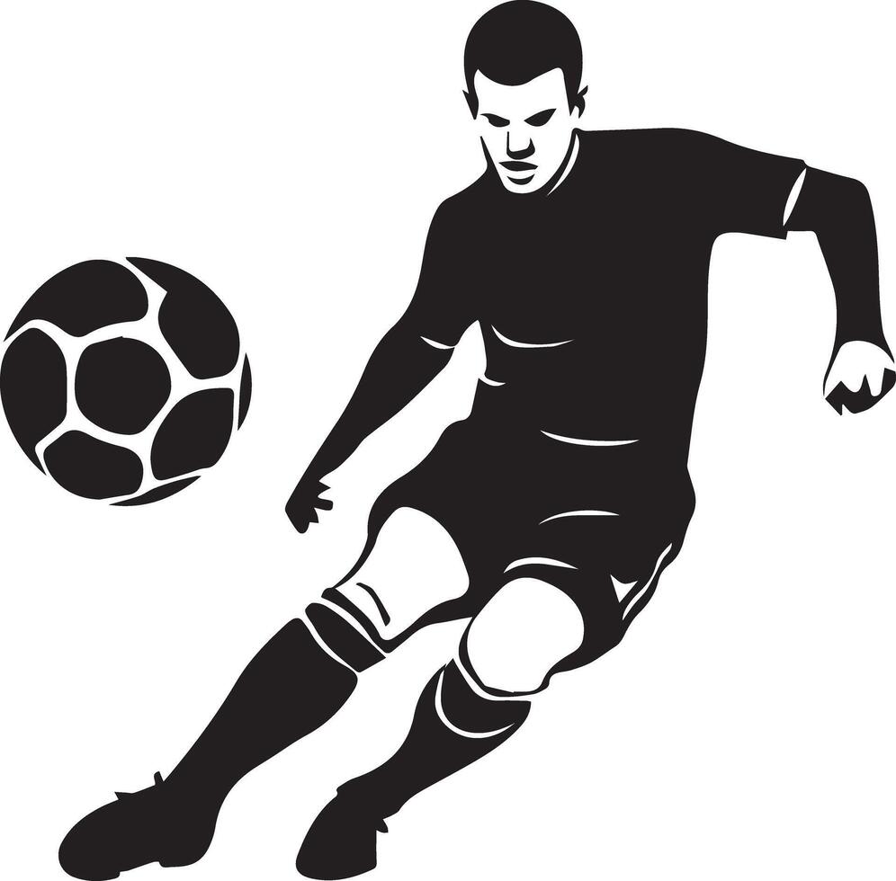 A soccer player, crafted for multipurpose use. Its sleek, minimalistic design makes it versatile for various applications, including logos, icons, game posters, and websites vector