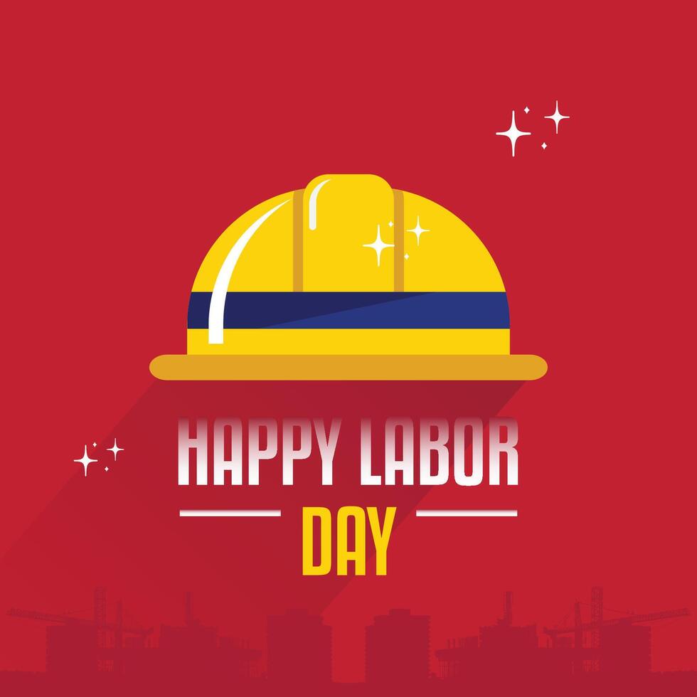 Happy International Labor Day Greeting Card Template Design with Red Background Illustration Poster vector