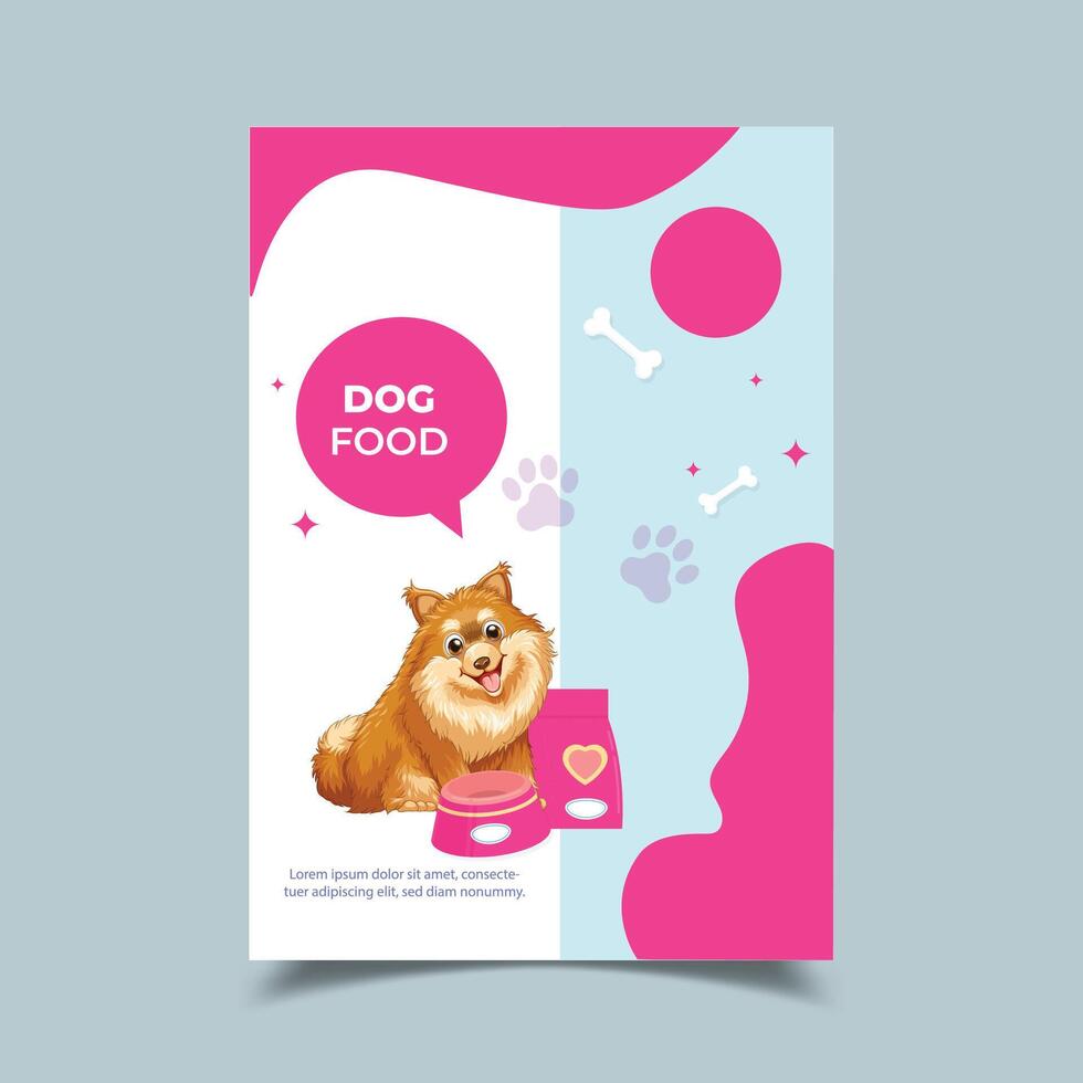 Dog Food Illustration Flyer Design Template vector