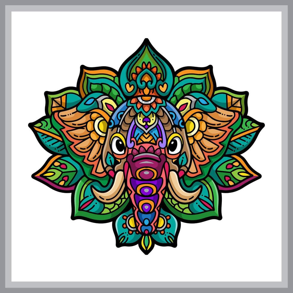 Elephant head mandala arts isolated on white background vector