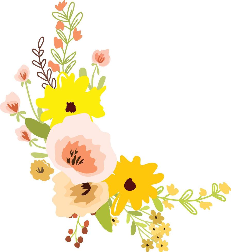 yellow and pink flower arrangements for wedding invitation decoration and greeting cards vector