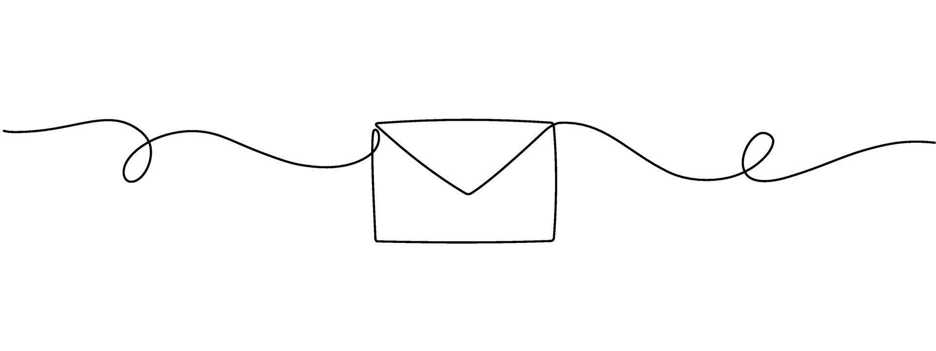 Single continuous line drawing of a paper envelope . Concept of e-mail messages, sending an information bill . Editable Illustration . vector