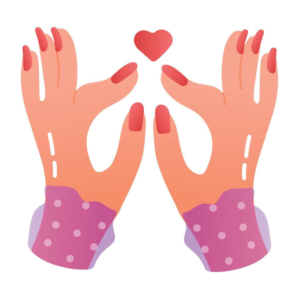 Hands making heart gesture, flat icon vector