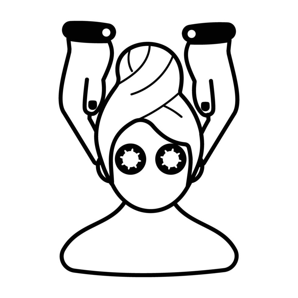 A glyph icon of facial massage vector