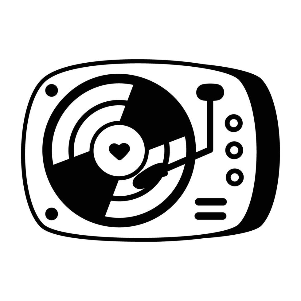 A glyph icon of vinyl player vector