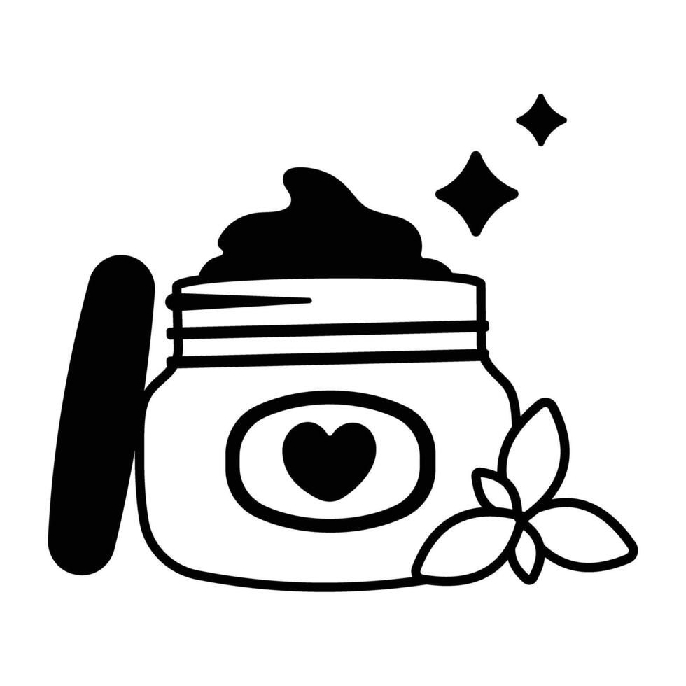 A glyph icon of herbal cream jar vector