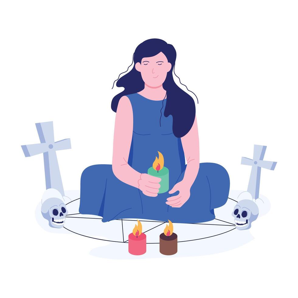 A flat illustration of graveyard magic vector