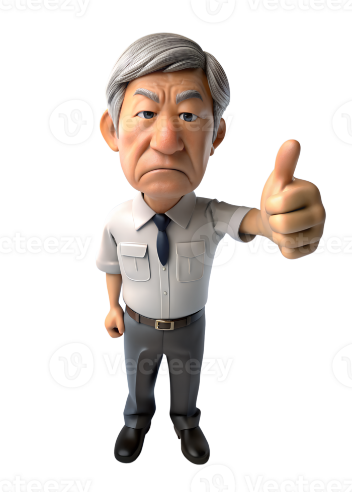 3d render style, 3d render style, The old man gave a thumbs up in appreciation png