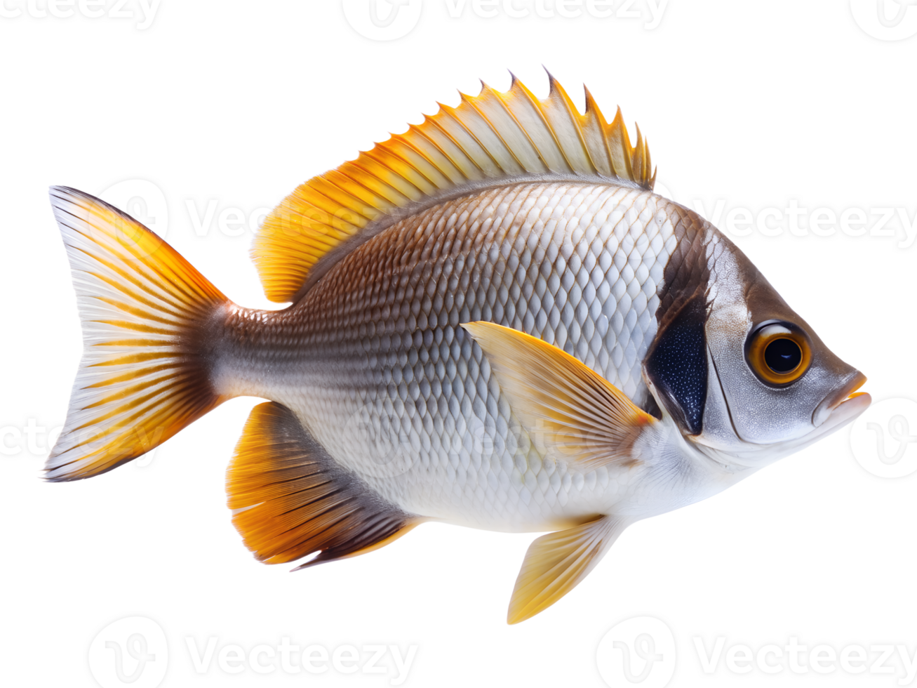 Whitetail dascyllus fish isolated on transparent background png