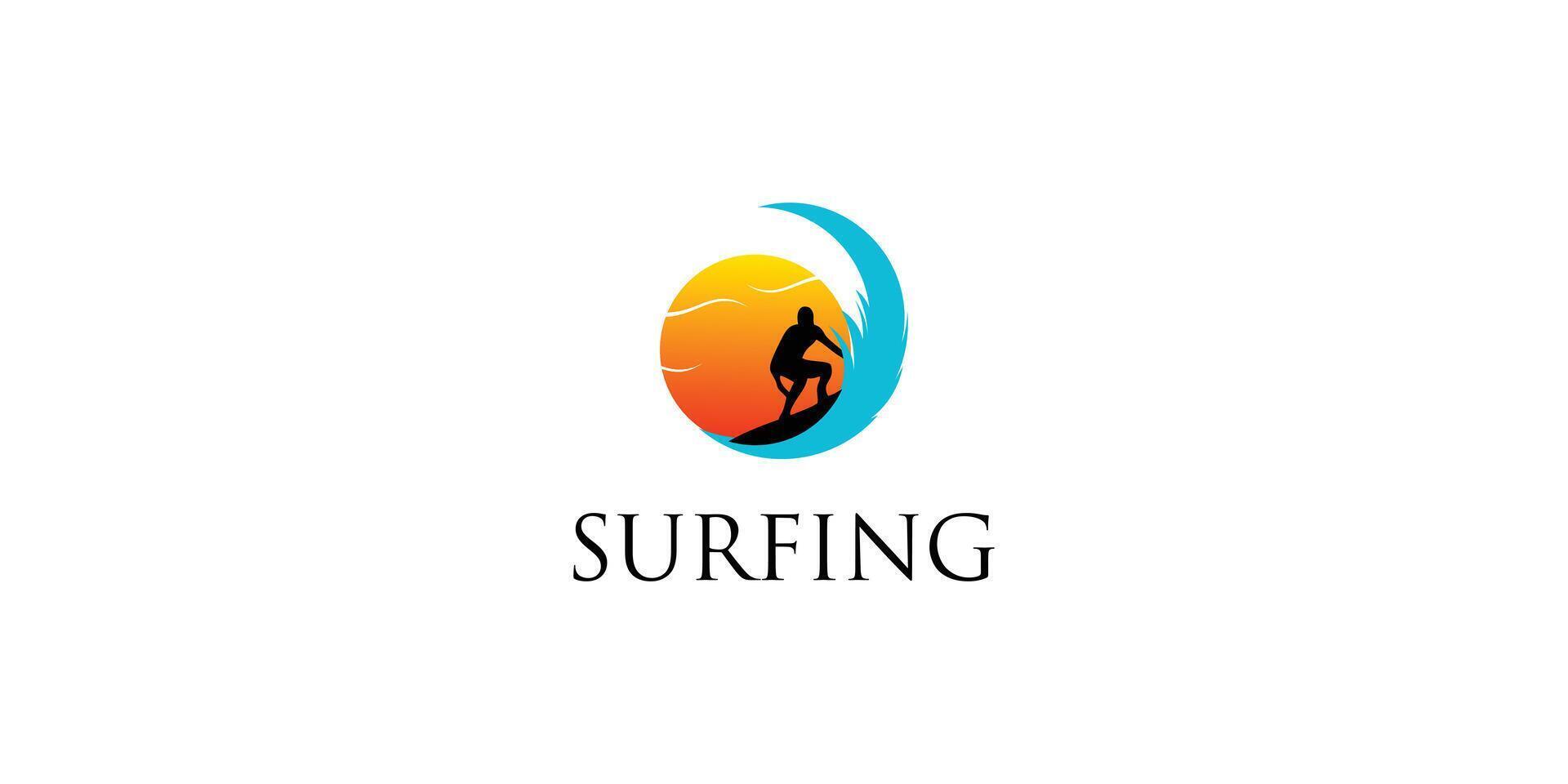 Creative surfing logo design with modern concept premium vector