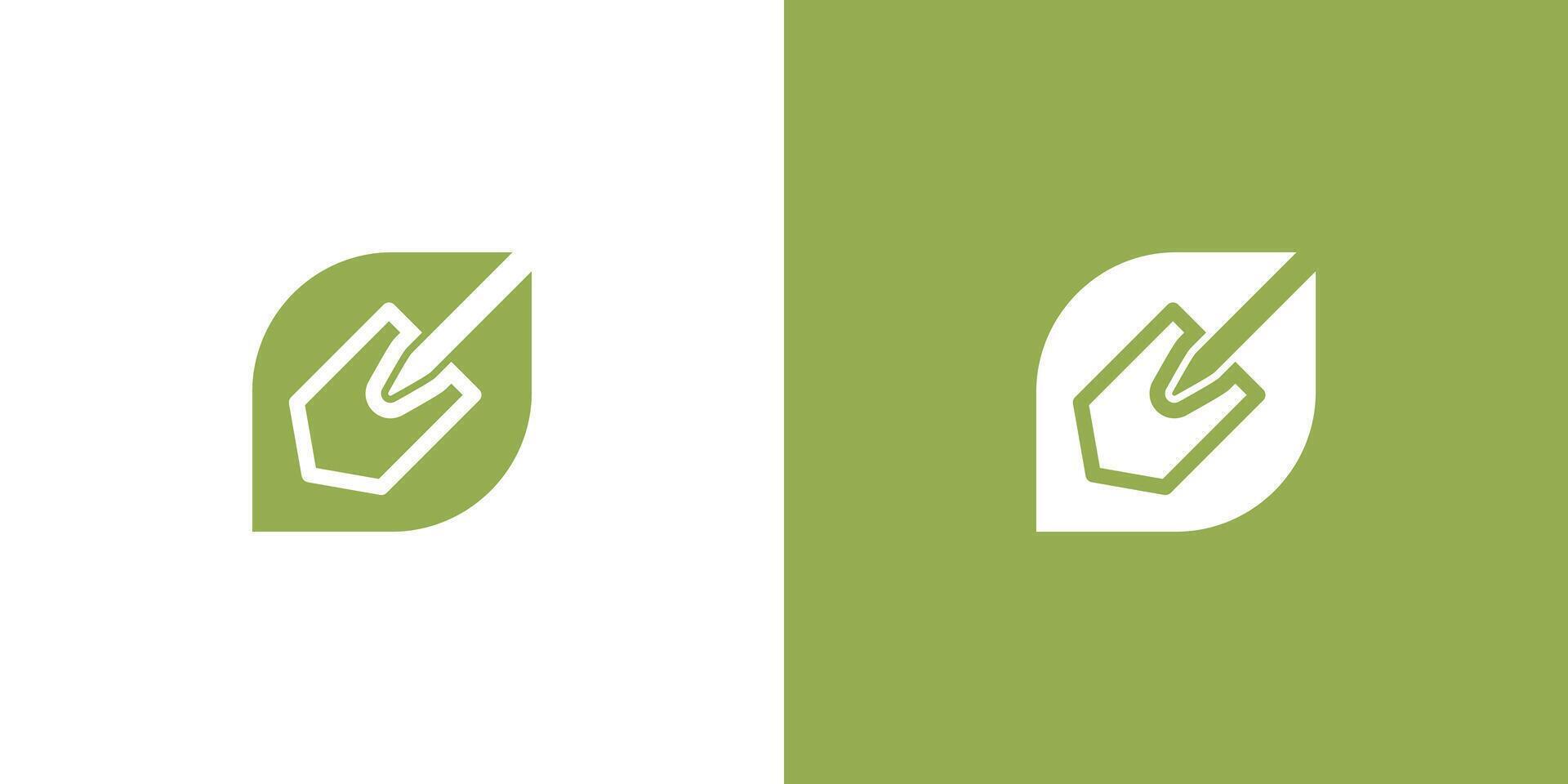 Shovel spade scoop logo design vector