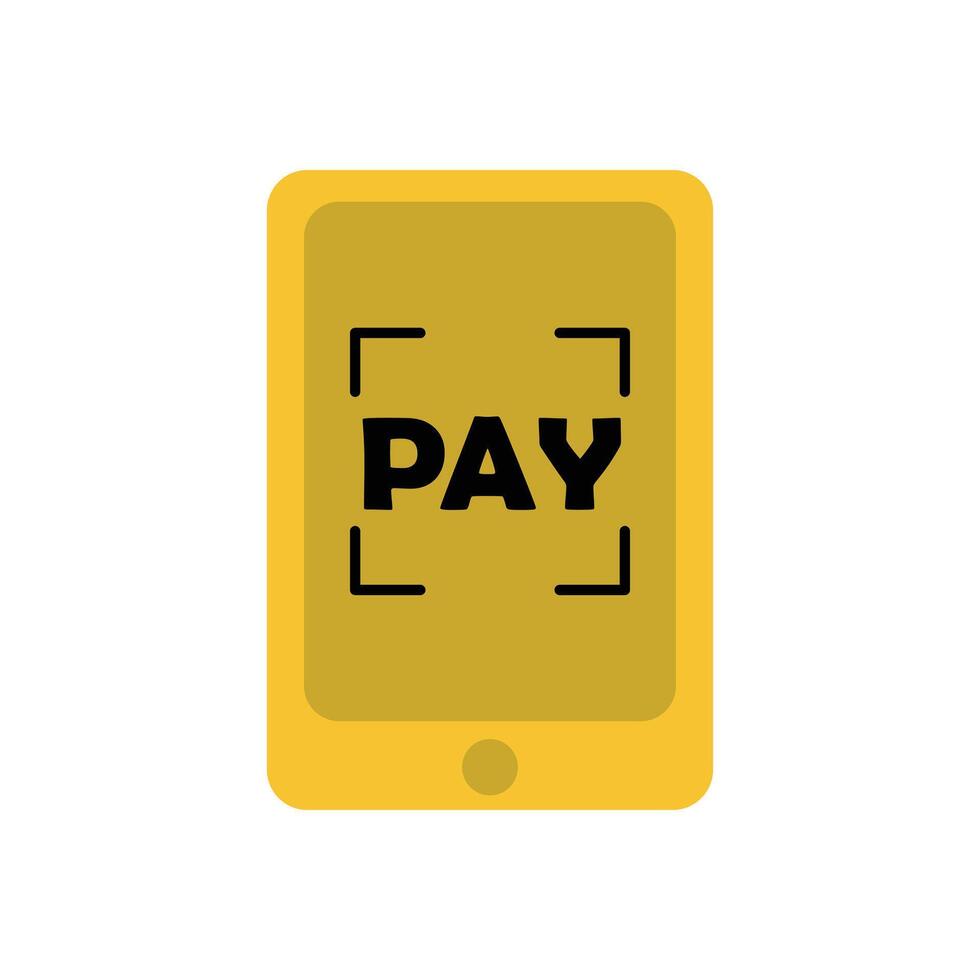 Pay icon. Flat illustration of pay icon for web isolated on white background. Digital payment element design using QR code payment. Fast payment without refund vector