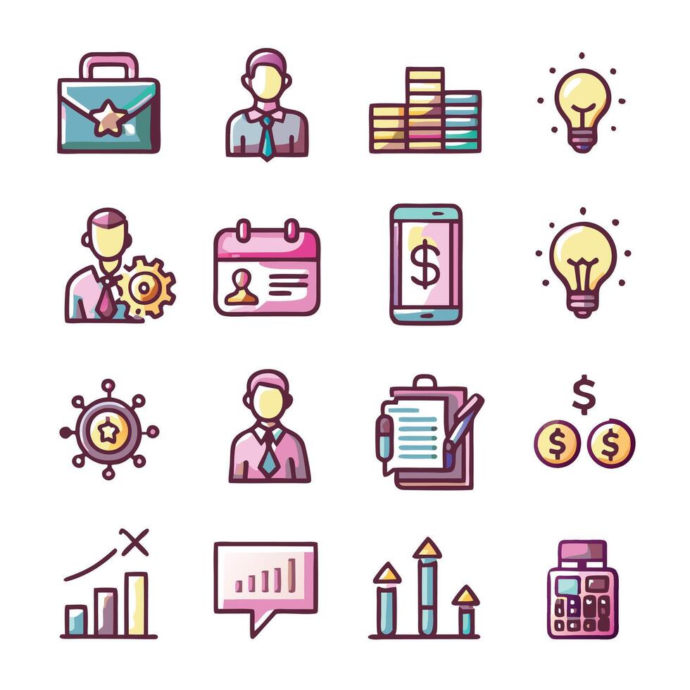 Set of icons related to business and finance. icon collection. Editable stroke. illustration vector
