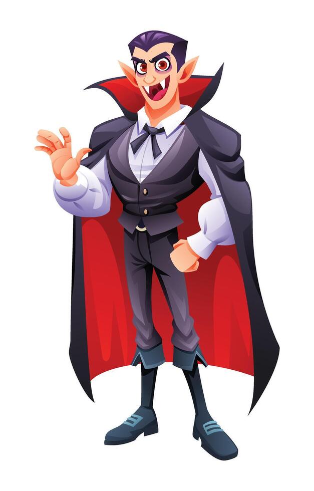Dracula vampire character. Cartoon illustration isolated on white background vector