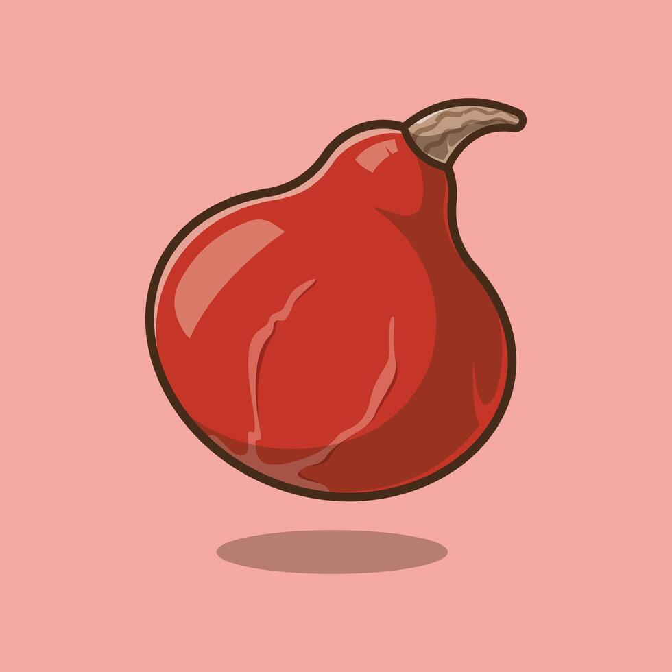 Red Kuri Squash Sticker. Vegetables Illustration Theme. vector