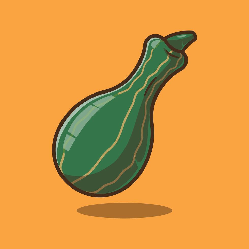 Green Cushaw Squash Cartoon . Vegetables Illustration Theme. vector