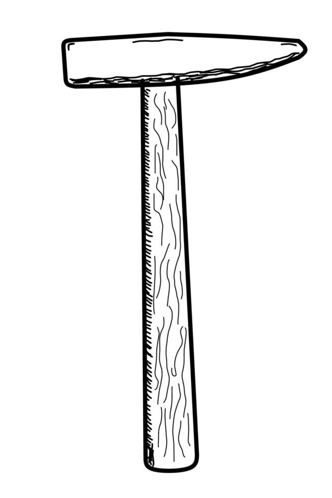 a black and white drawing of a hammer vector