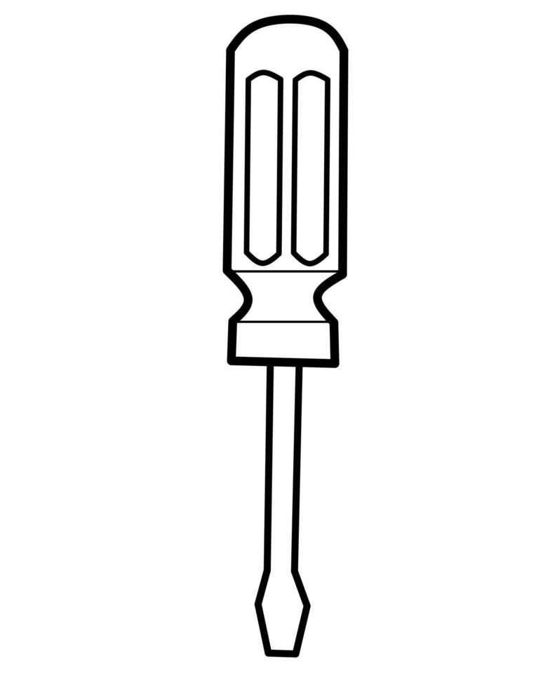a black and white drawing of a screwdriver vector