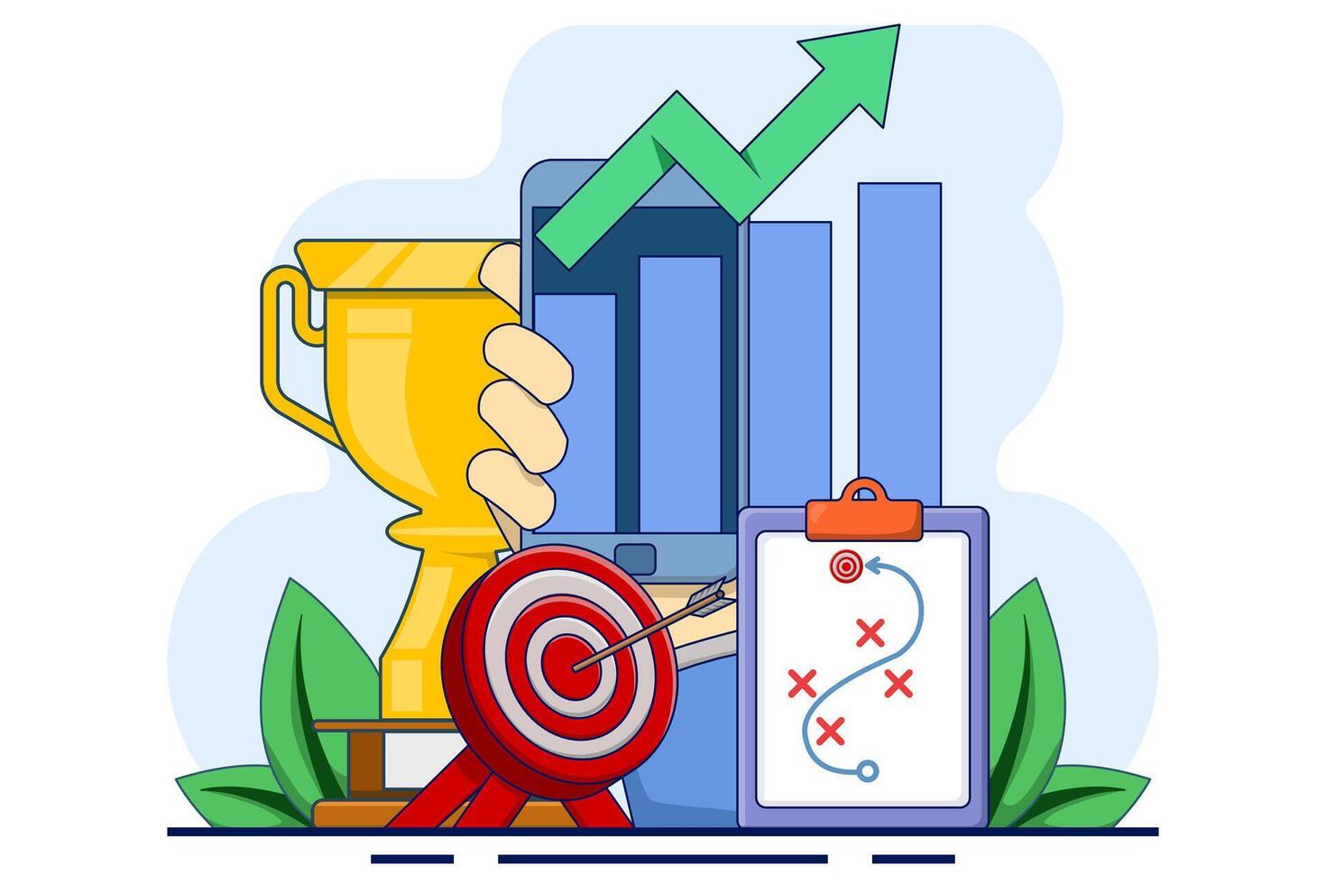 Business performance data analysis concept, search engine optimization, market research chart, Data Analysis, Financial Report, Business Strategy, Financial Forecast. flat illustration. vector