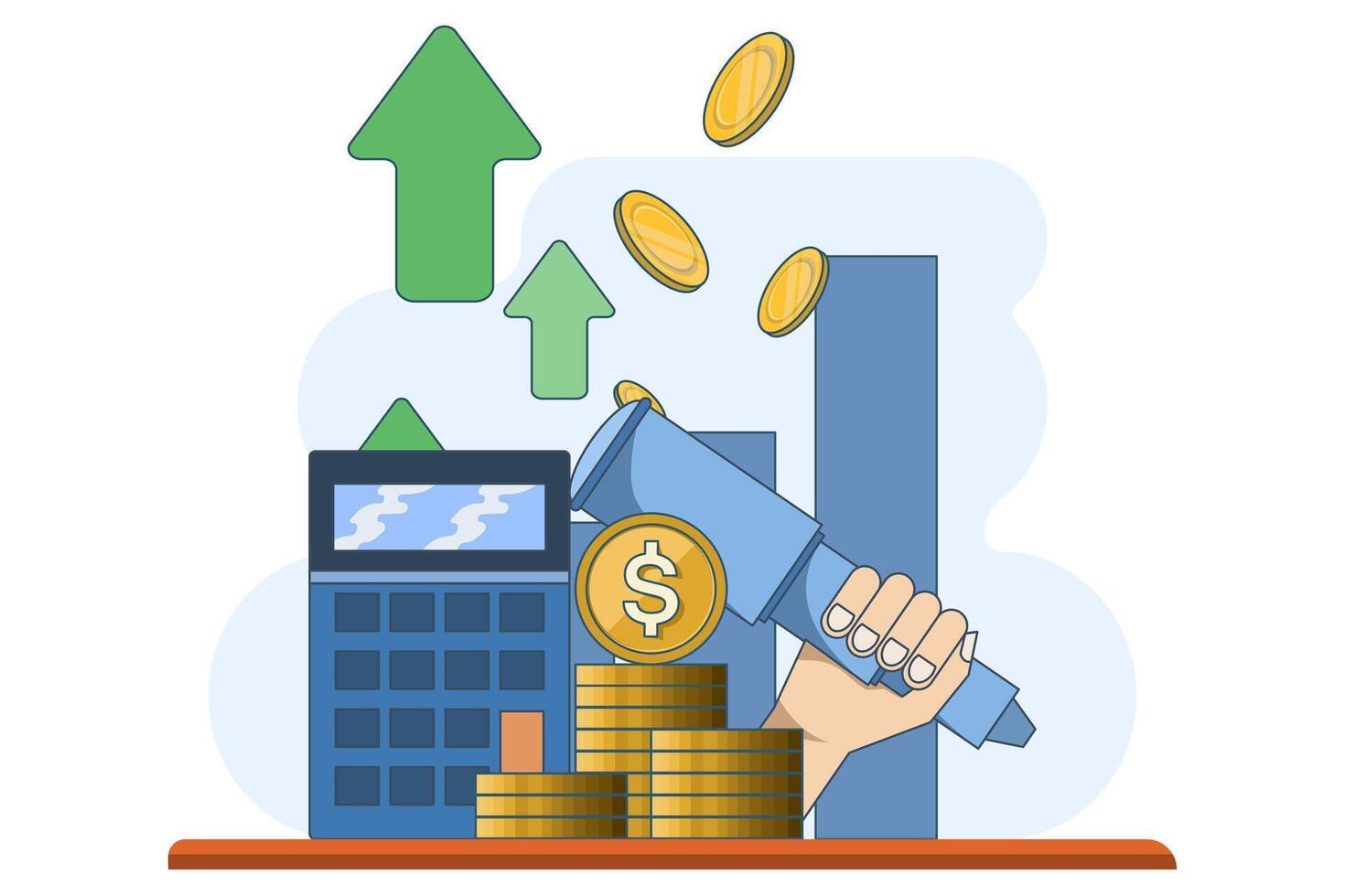 Investment financial management concept. Cost optimization series. Financial and marketing strategy ideas. Cost and income balance. Cost and cost reduction. Flat illustration. vector