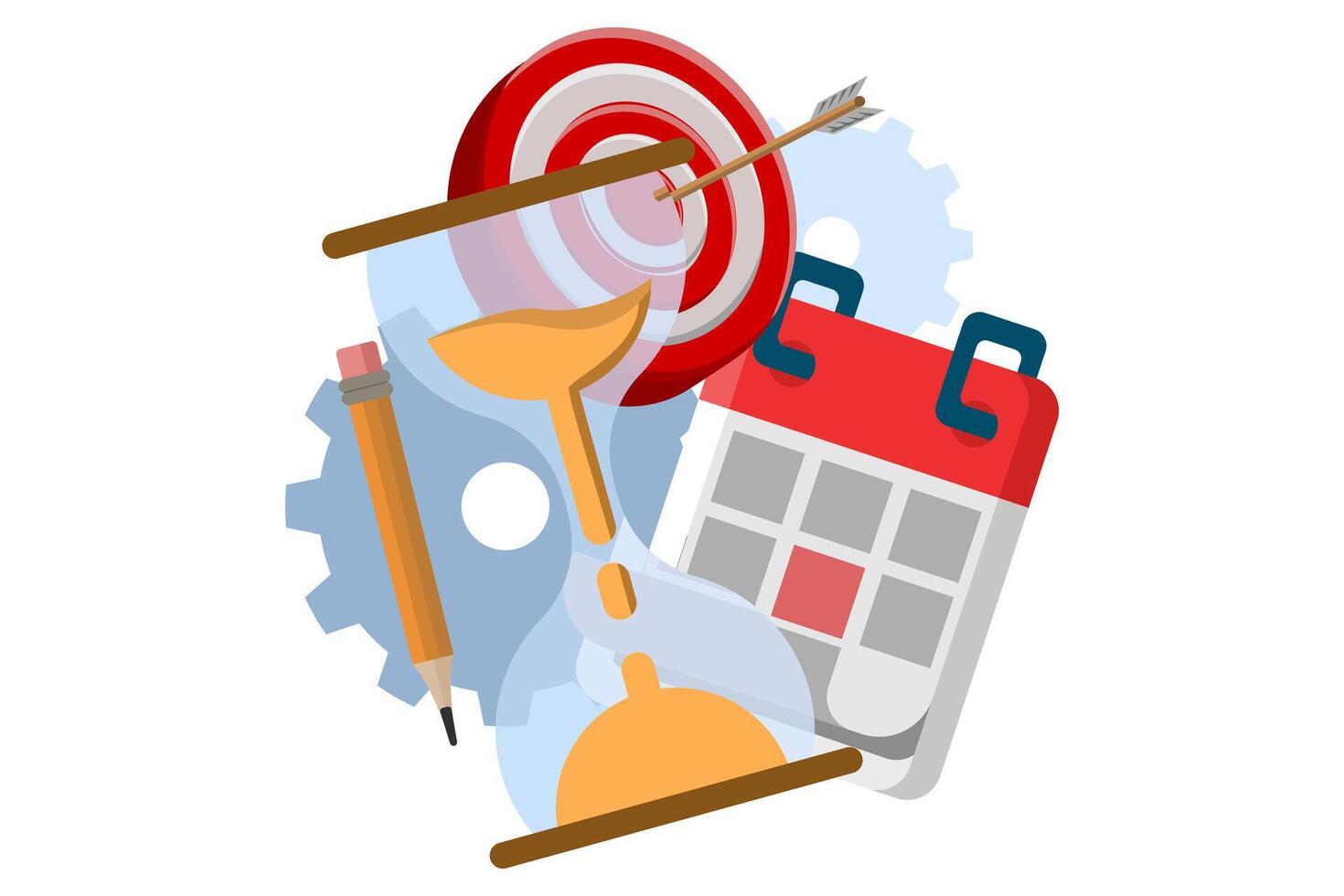time management concept schedule, target, deadline, planner, business planning and organizing, project management, productivity, time planning, flat illustration on background. vector