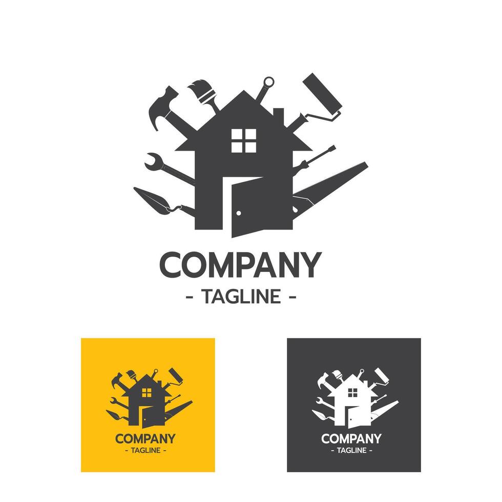 House Builder Logo,House Repair Service,Construction Building Worker Tool Handyman concept vector