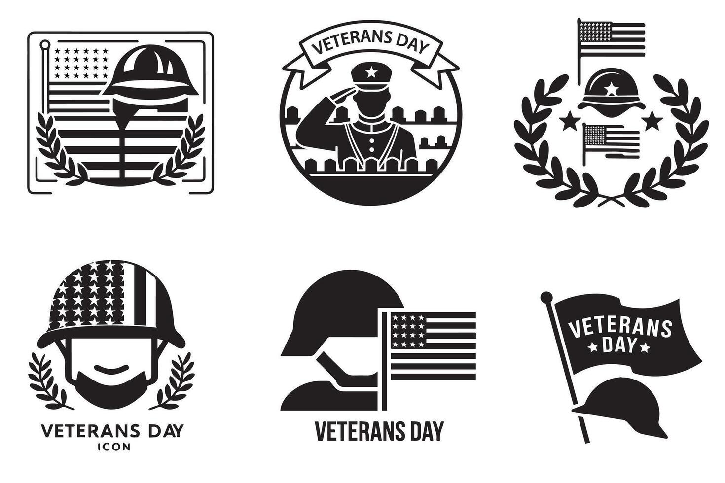 veterans day icon illustration art bundle vector