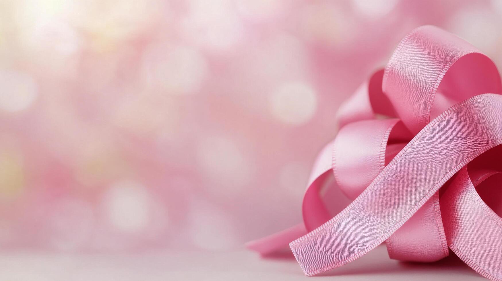 Pink ribbon bow against a soft pink background for festive occasions photo