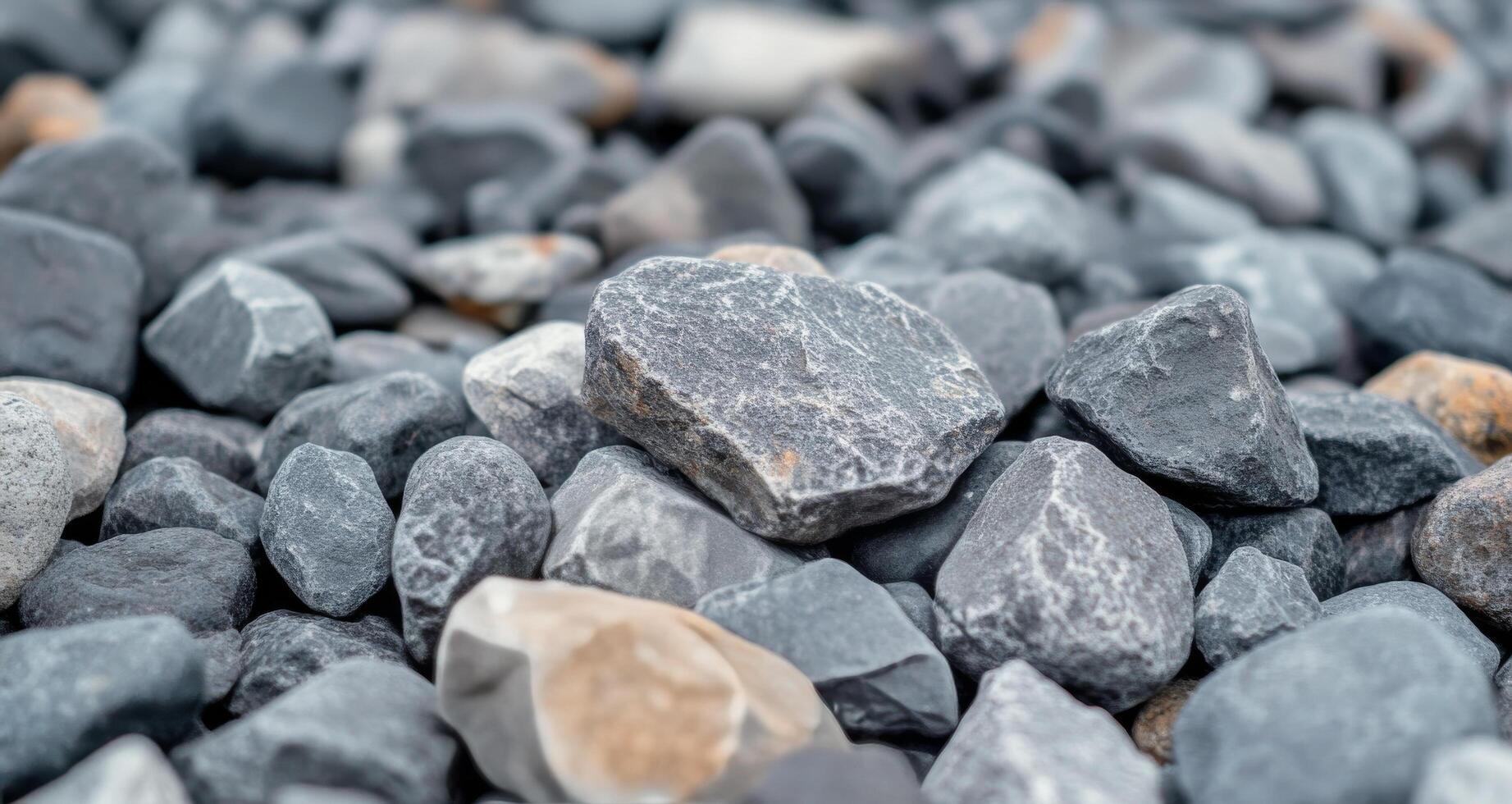 Collection of smooth river stones in various shades on a natural surface photo