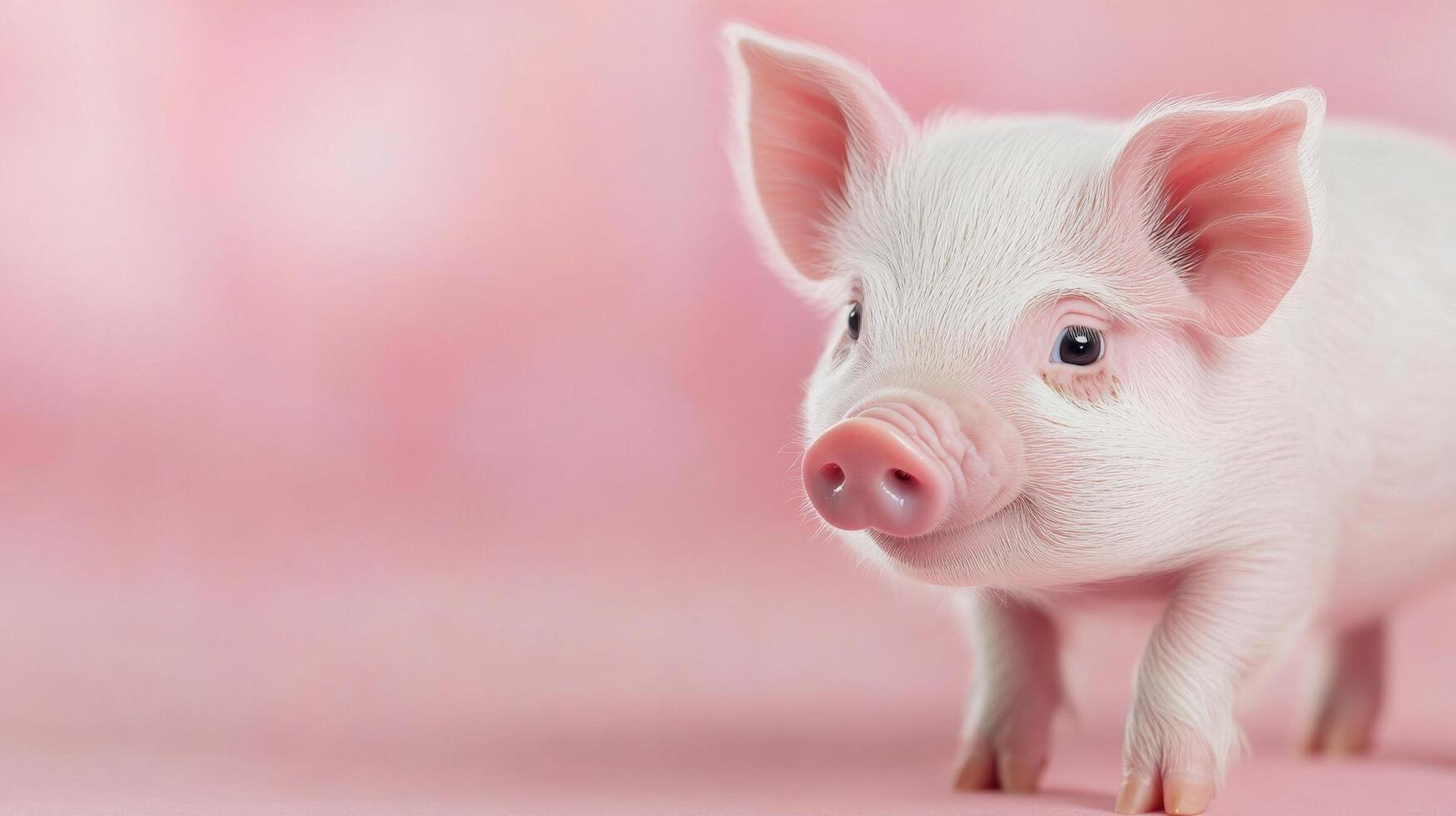 Adorable piglet exploring a cozy indoor space filled with soft light photo