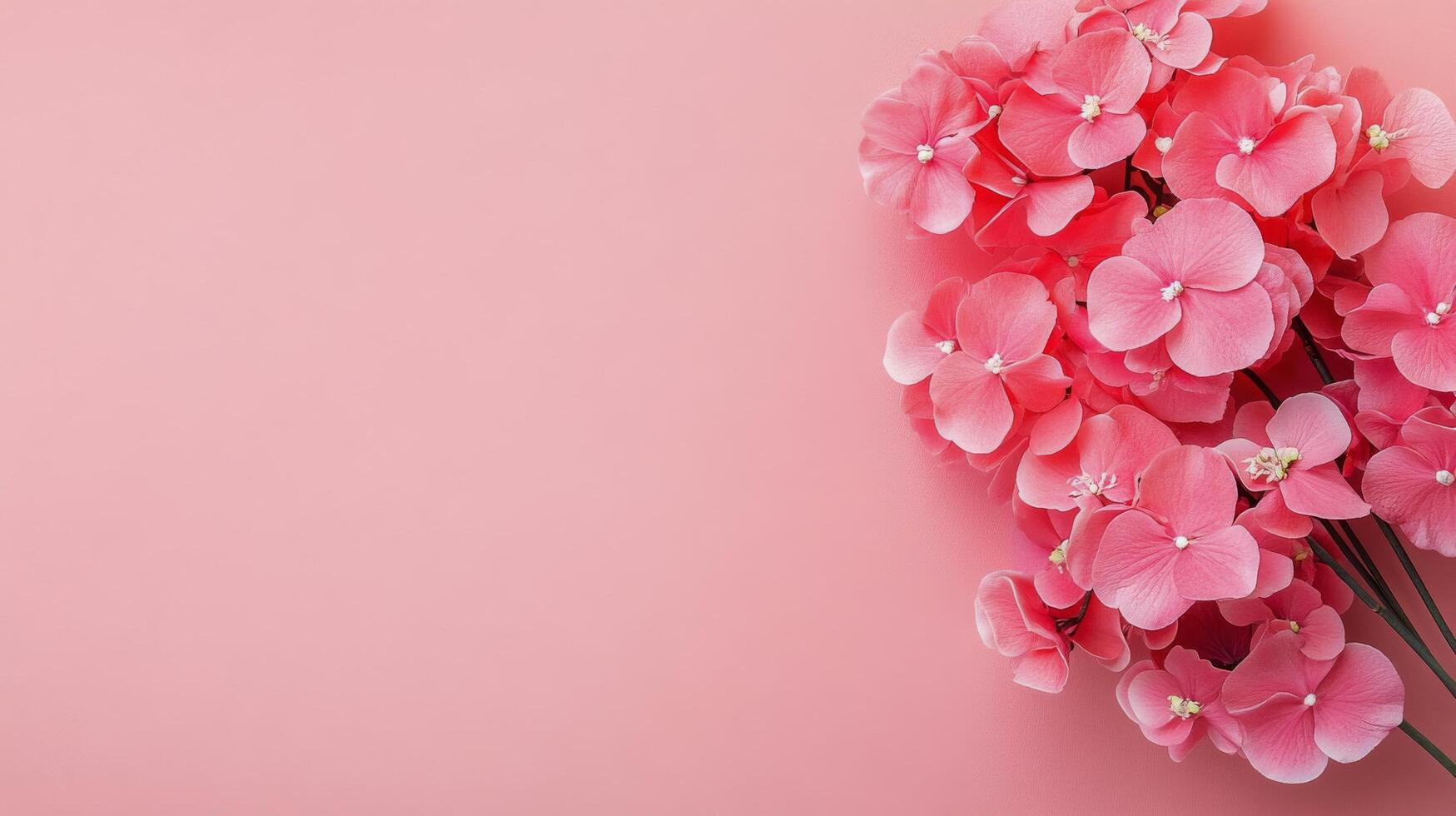 Pink hydrangeas arranged artistically against a soft pastel background photo