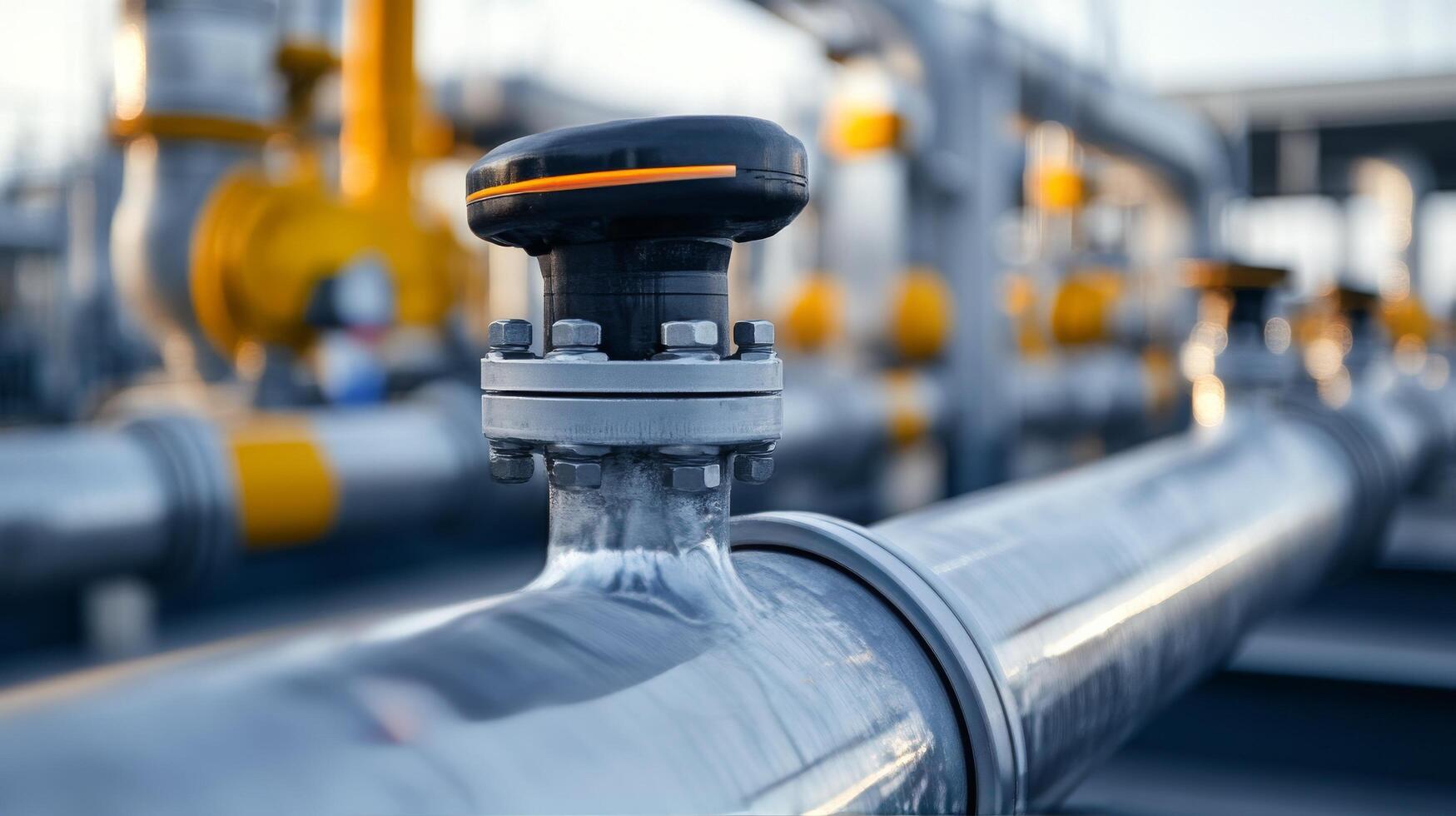 Metal pipes and storage tanks line an industrial corridor in a facility photo