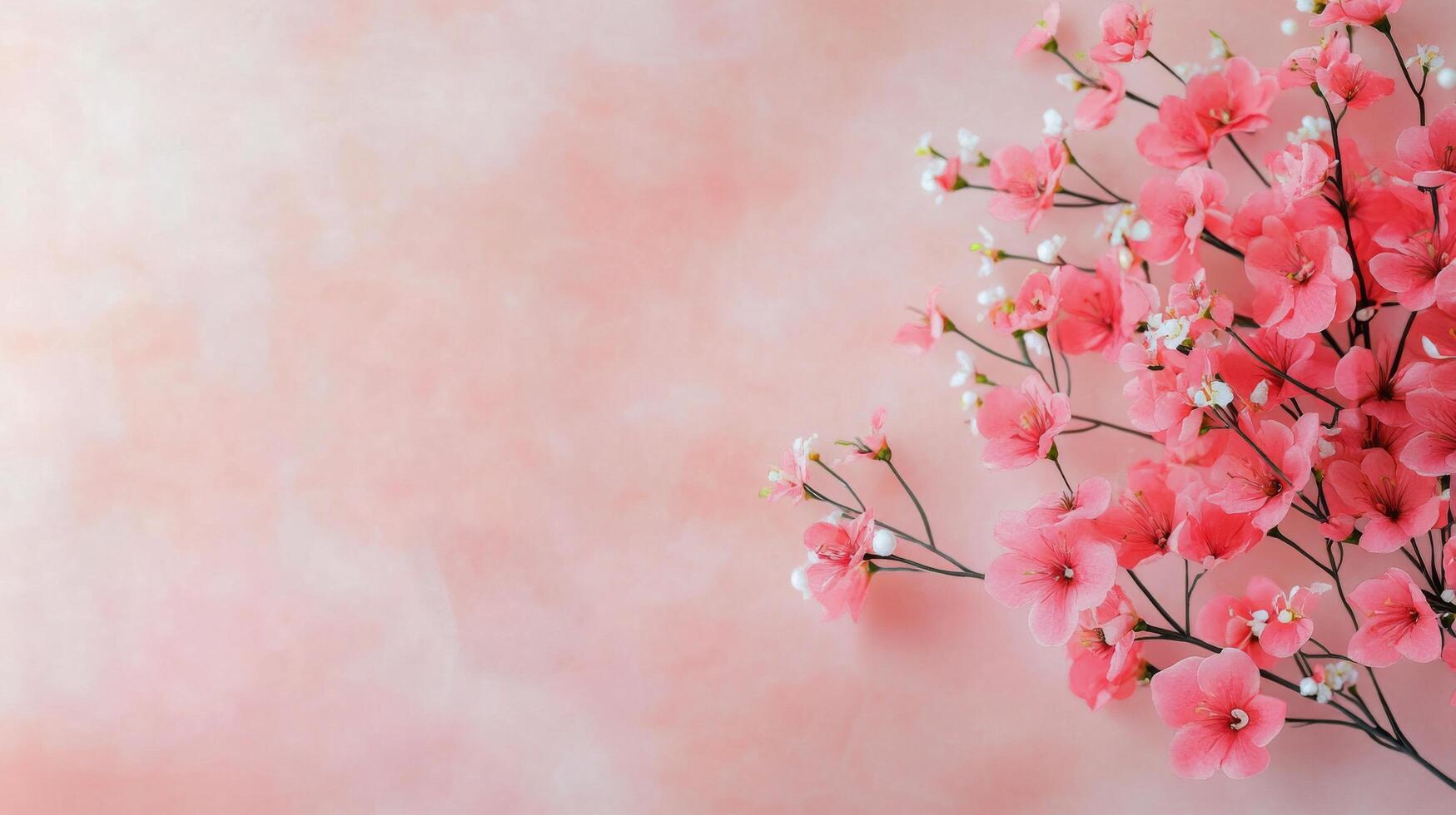 Pink hydrangeas arranged artistically against a soft pastel background photo