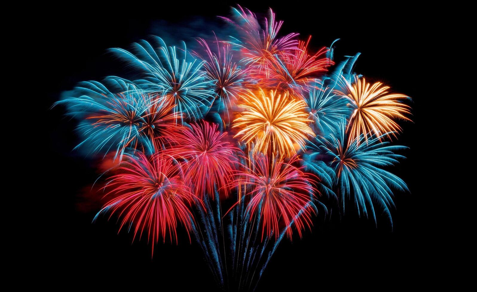 Colorful fireworks display over a dark sky during a festive celebration at night photo