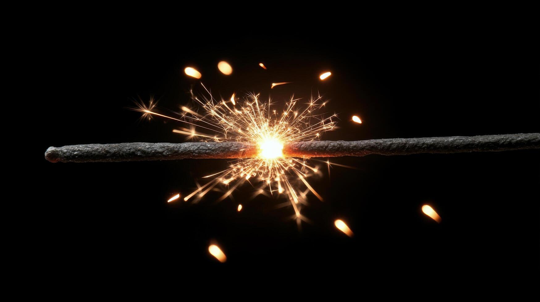 Sparkler creating bright sparks against a dark background during nighttime celebration photo