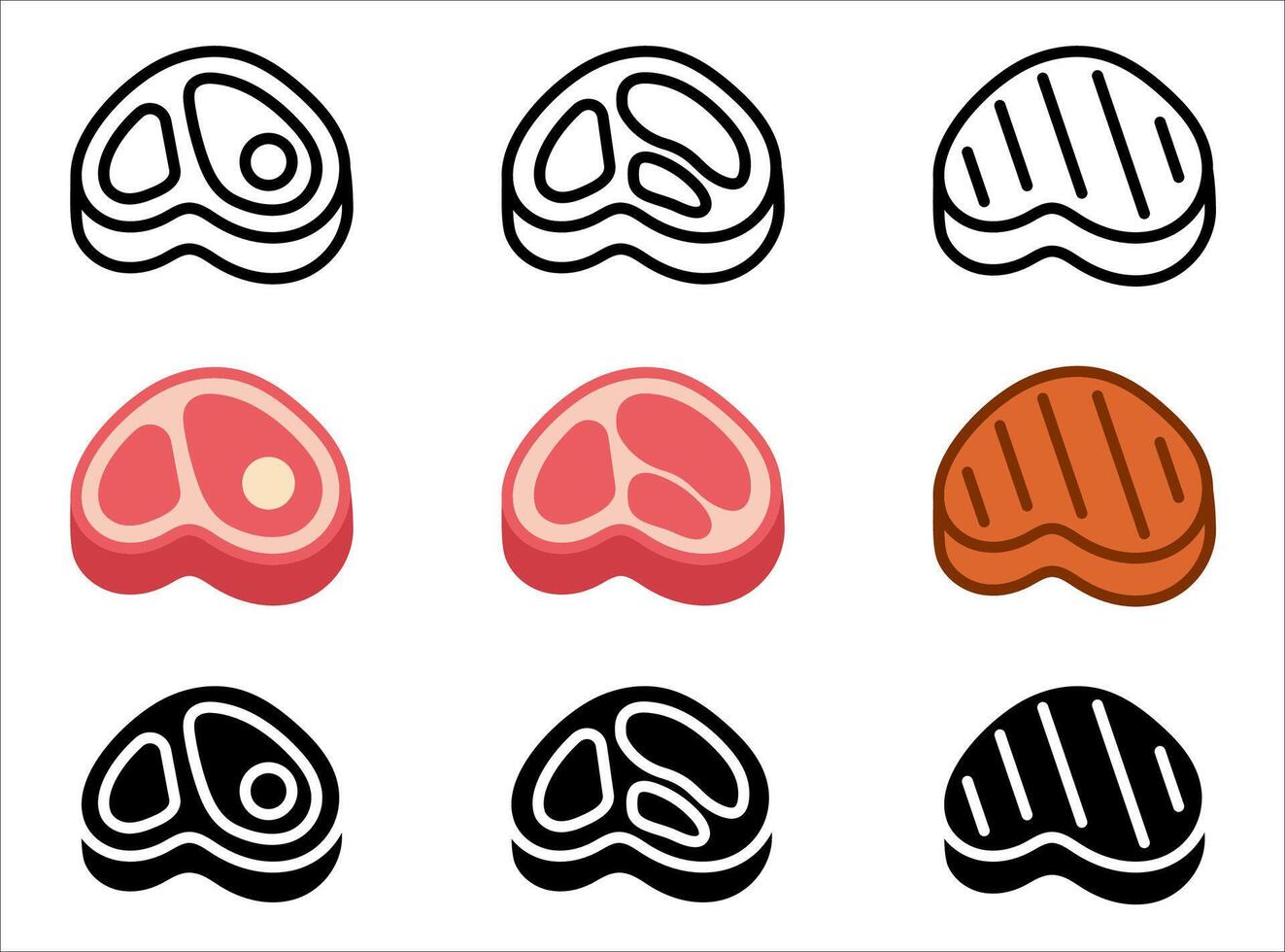 beef steak icon. BBQ symbol. Grilled meat sign. Raw meat pictogram. ribeye steak illustration. vector