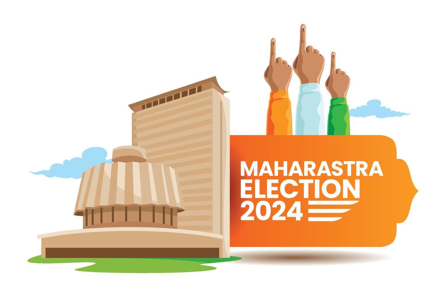 Maharashtra Assembly Election 2024 with Voting and Legislative Building Illustration vector