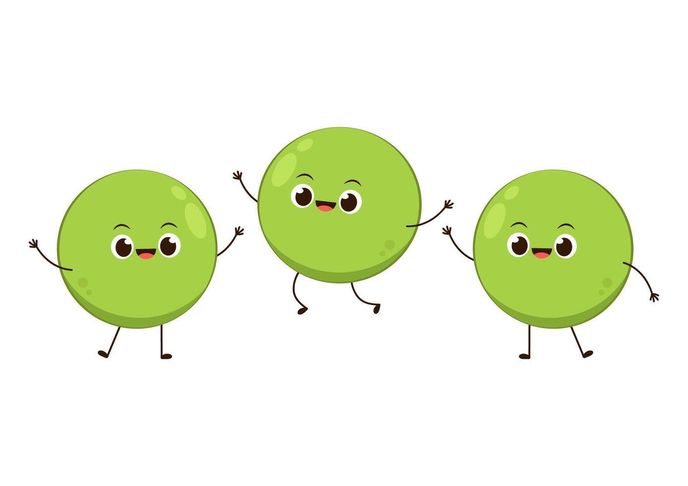 Peas character design. Peas on white background. vector