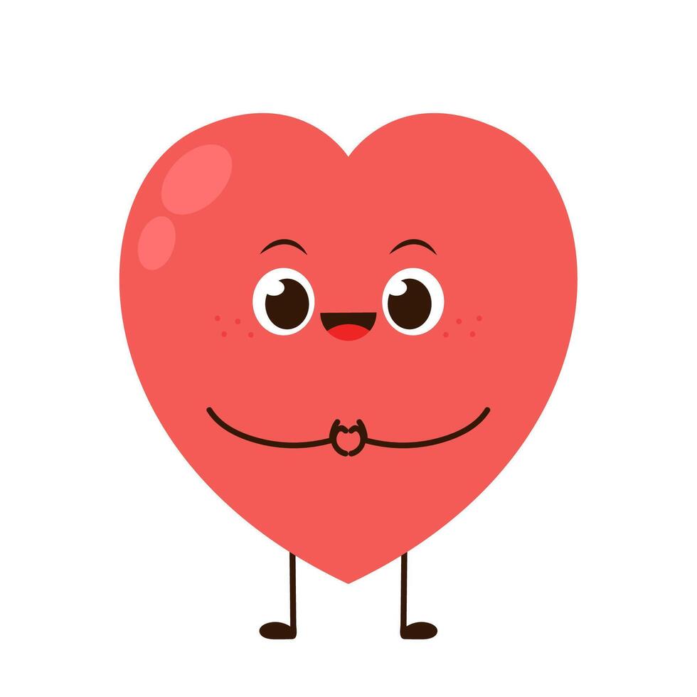 Red cute heart character. Romantic flat style Valentine's Day illustrations to express feelings of love. vector