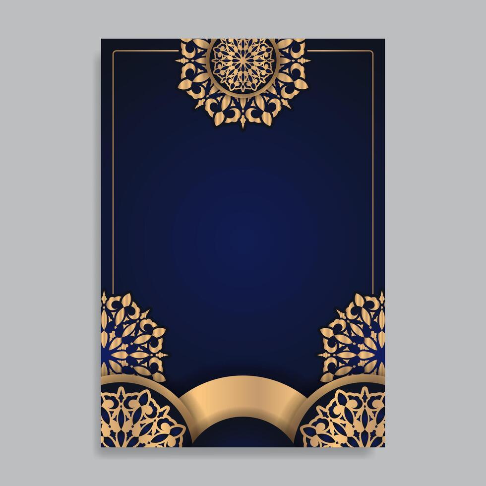 Luxury wedding invitation card with golden mandala with abstract ethnic pattern. - . vector